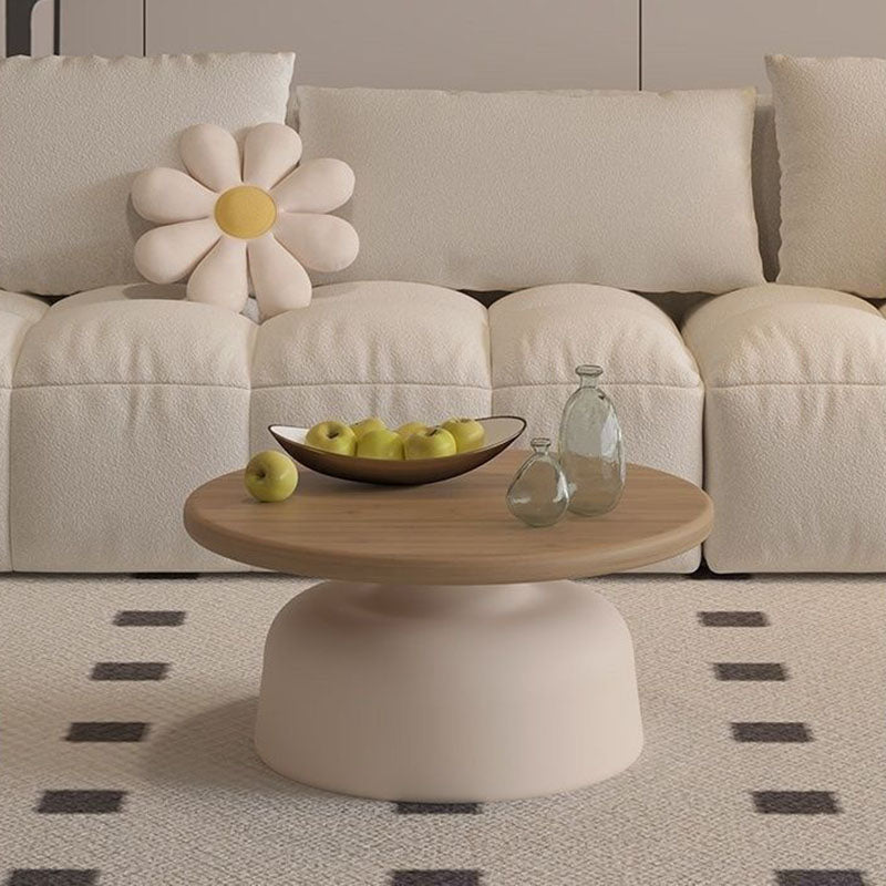 Contemporary Scandinavian Round Plywood Carbon Steel Side Table For Living Room