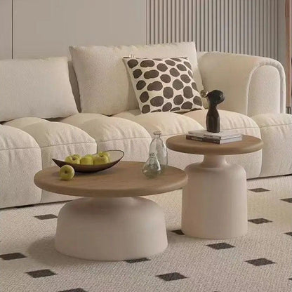 Contemporary Scandinavian Round Plywood Carbon Steel Side Table For Living Room