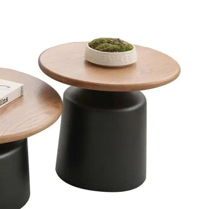 Contemporary Scandinavian Round Plywood Carbon Steel Side Table For Living Room