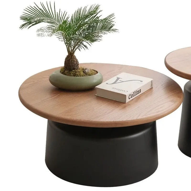 Contemporary Scandinavian Round Plywood Carbon Steel Side Table For Living Room