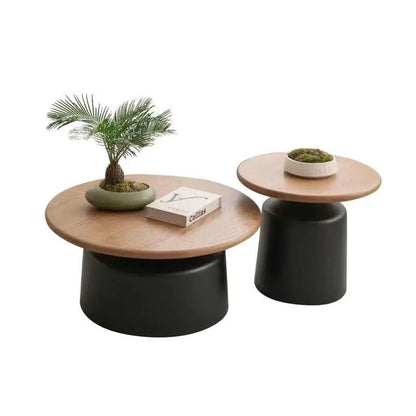 Contemporary Scandinavian Round Plywood Carbon Steel Side Table For Living Room