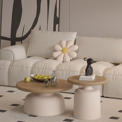 Contemporary Scandinavian Round Plywood Carbon Steel Side Table For Living Room