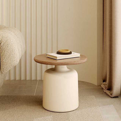 Contemporary Scandinavian Round Plywood Carbon Steel Side Table For Living Room