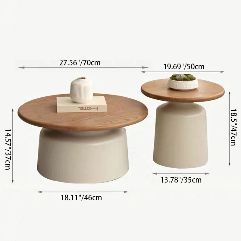 Contemporary Scandinavian Round Plywood Carbon Steel Side Table For Living Room