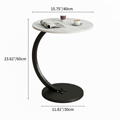 Modern Minimalist Round Medium-Density Fiberboard Iron Side Table 1/2-Tier For Living Room
