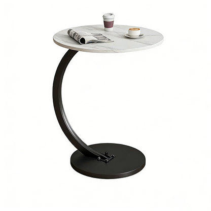 Modern Minimalist Round Medium-Density Fiberboard Iron Side Table 1/2-Tier For Living Room
