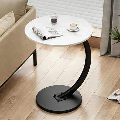 Modern Minimalist Round Medium-Density Fiberboard Iron Side Table 1/2-Tier For Living Room