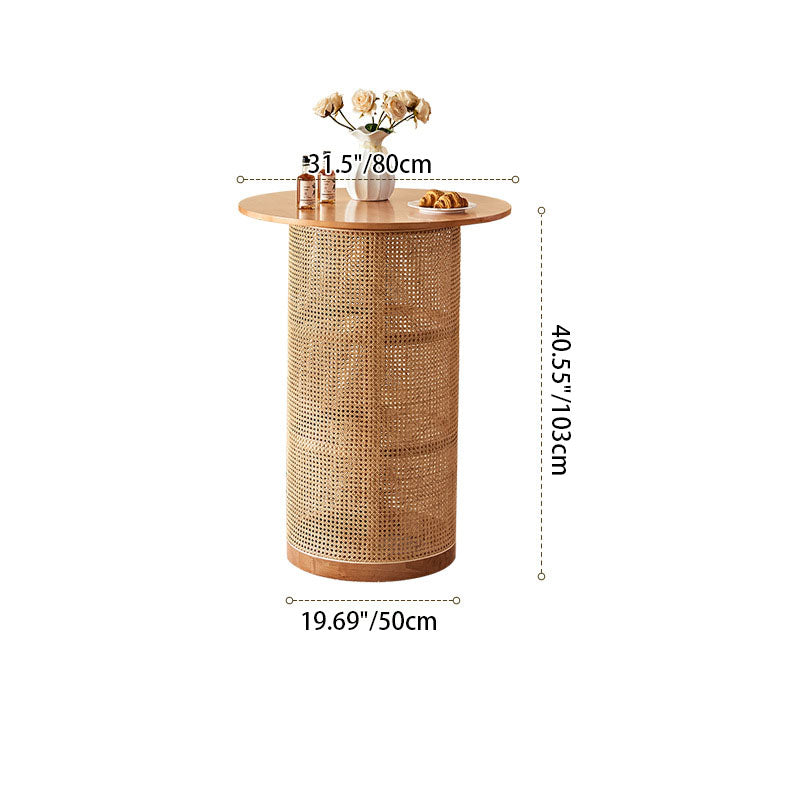 Traditional Chinese Square Ash Wood Indonesian Rattan Bar Table For Kitchen