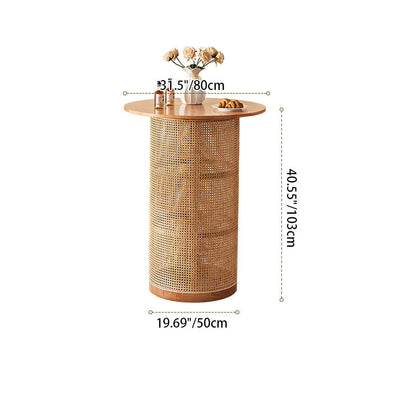 Traditional Chinese Square Ash Wood Indonesian Rattan Bar Table For Kitchen