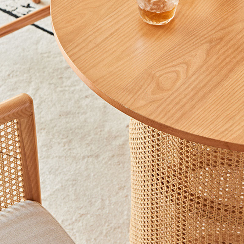 Traditional Chinese Square Ash Wood Indonesian Rattan Bar Table For Kitchen