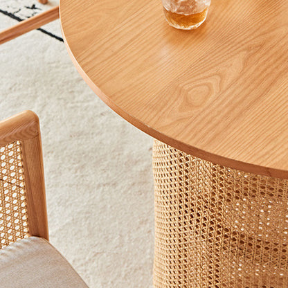 Traditional Chinese Square Ash Wood Indonesian Rattan Bar Table For Kitchen