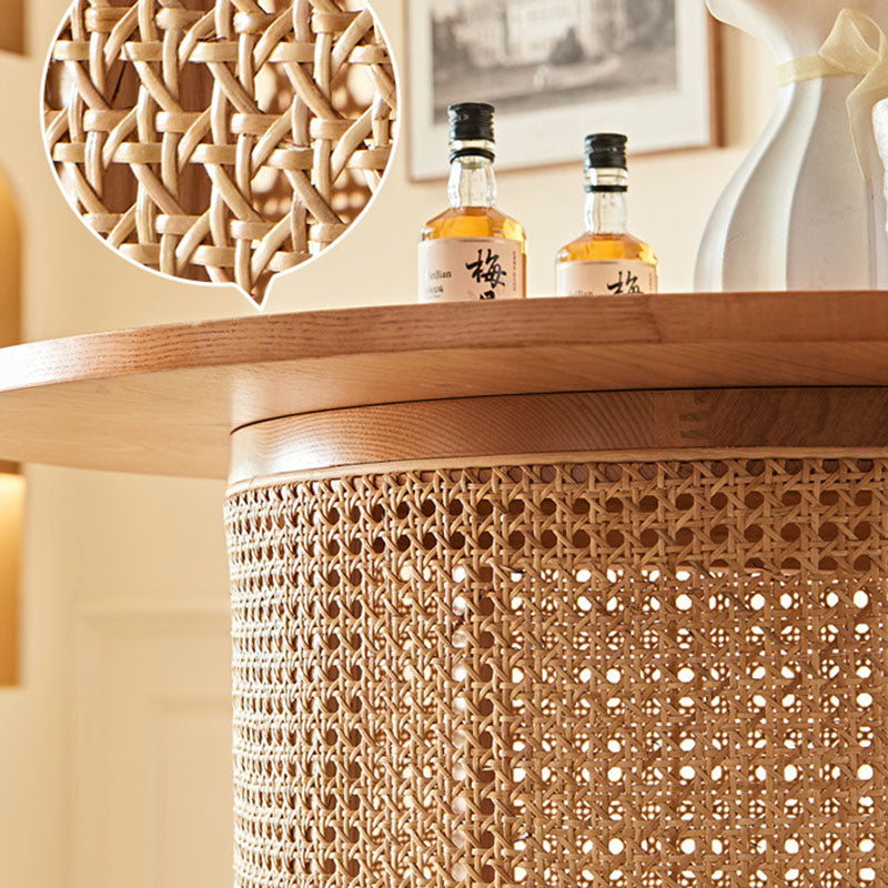Traditional Chinese Square Ash Wood Indonesian Rattan Bar Table For Kitchen