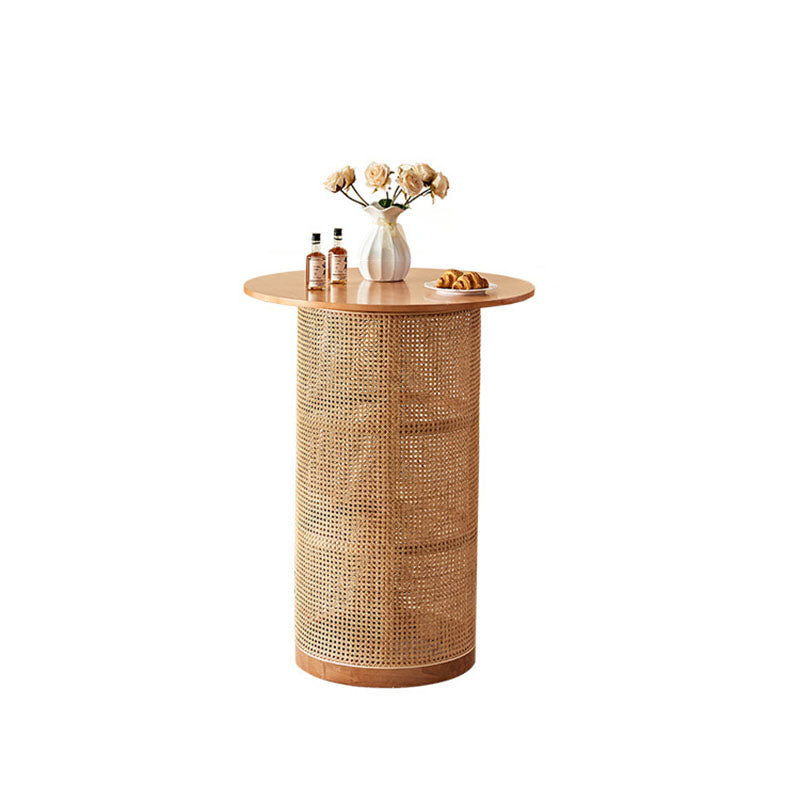 Traditional Chinese Square Ash Wood Indonesian Rattan Bar Table For Kitchen