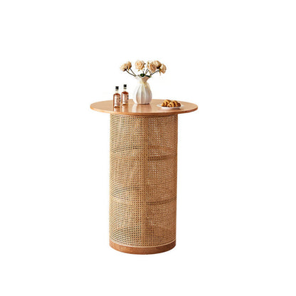 Traditional Chinese Square Ash Wood Indonesian Rattan Bar Table For Kitchen
