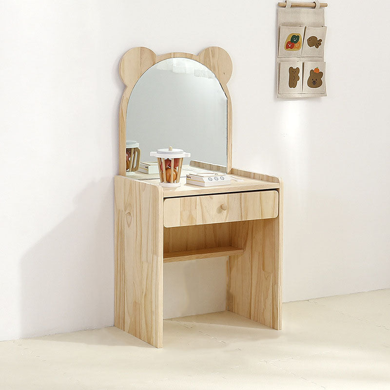 Contemporary Creative Rectangular Pine Wood Kids Desk & Chair Set 1-Drawer For Bedroom