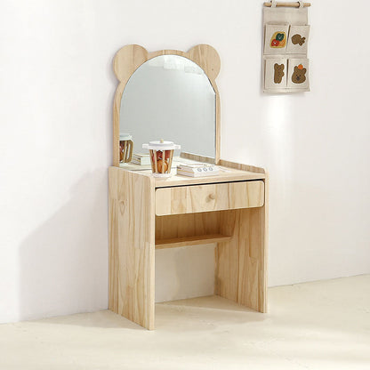 Contemporary Creative Rectangular Pine Wood Kids Desk & Chair Set 1-Drawer For Bedroom