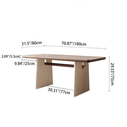 Traditional French Rectangular Stone Slab Walnut Veneer Oak Wood Dining Table For Dining Room