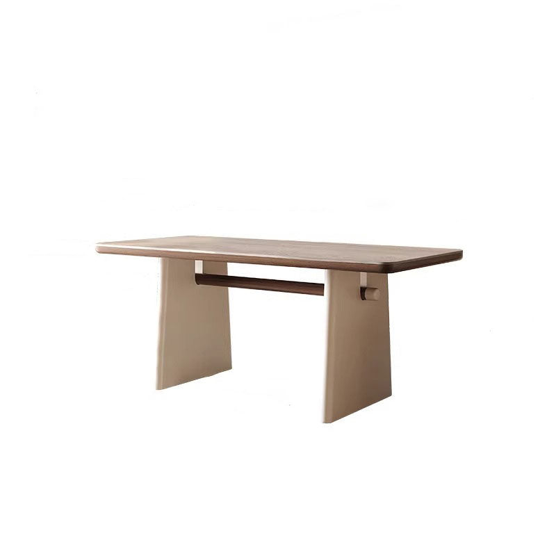 Traditional French Rectangular Stone Slab Walnut Veneer Oak Wood Dining Table For Dining Room