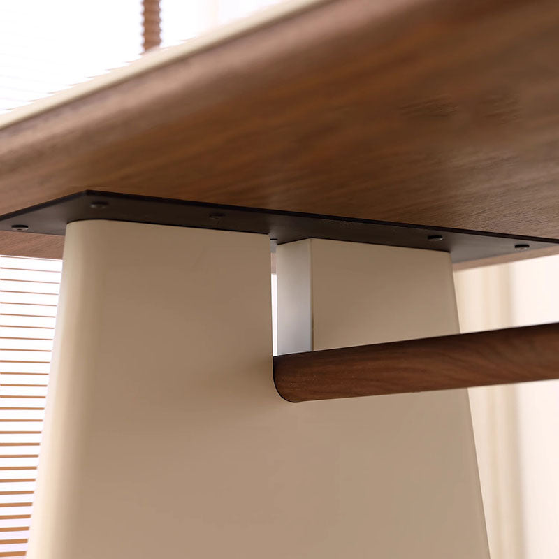 Traditional French Rectangular Stone Slab Walnut Veneer Oak Wood Dining Table For Dining Room