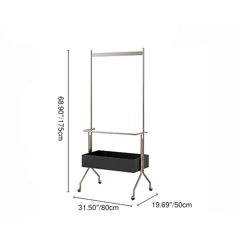 Traditional Vintage Rectangular Wood Stainless Steel Hall Tree 1-Storage For Bedroom