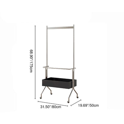 Traditional Vintage Rectangular Wood Stainless Steel Hall Tree 1-Storage For Bedroom