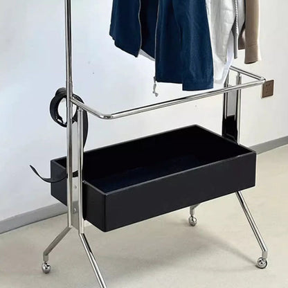 Traditional Vintage Rectangular Wood Stainless Steel Hall Tree 1-Storage For Bedroom