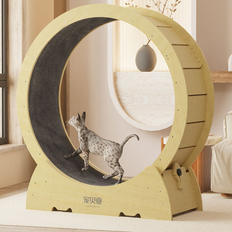 Contemporary Creative Round Plywood Silent Wheel Cat Tree For Living Room