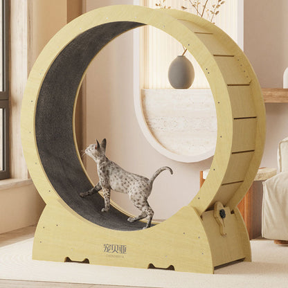 Contemporary Creative Round Plywood Silent Wheel Cat Tree For Living Room