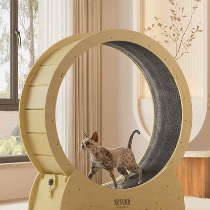 Contemporary Creative Round Plywood Silent Wheel Cat Tree For Living Room