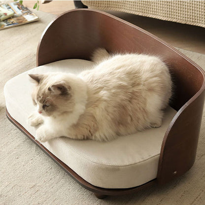 Traditional Vintage Rectangular Poplar Wood Fabric Cat Bed For Bedroom