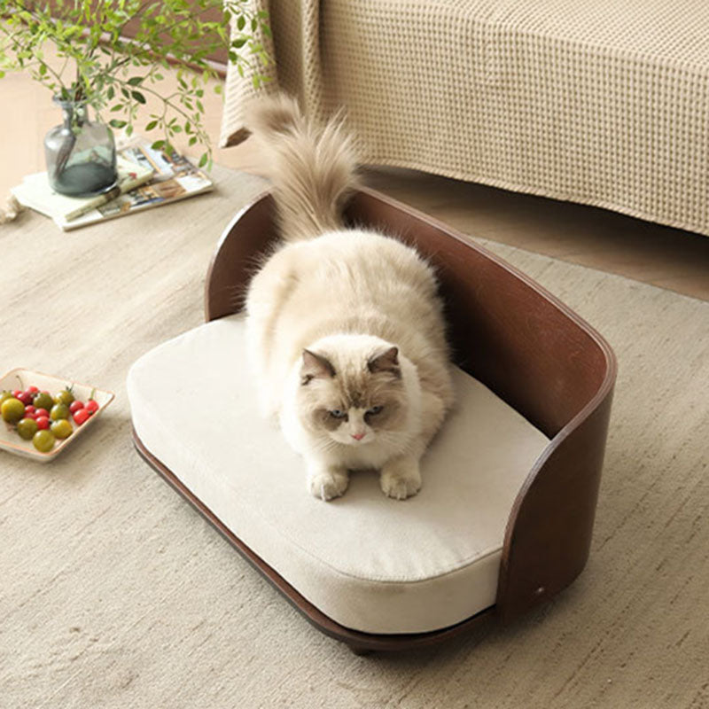Traditional Vintage Rectangular Poplar Wood Fabric Cat Bed For Bedroom