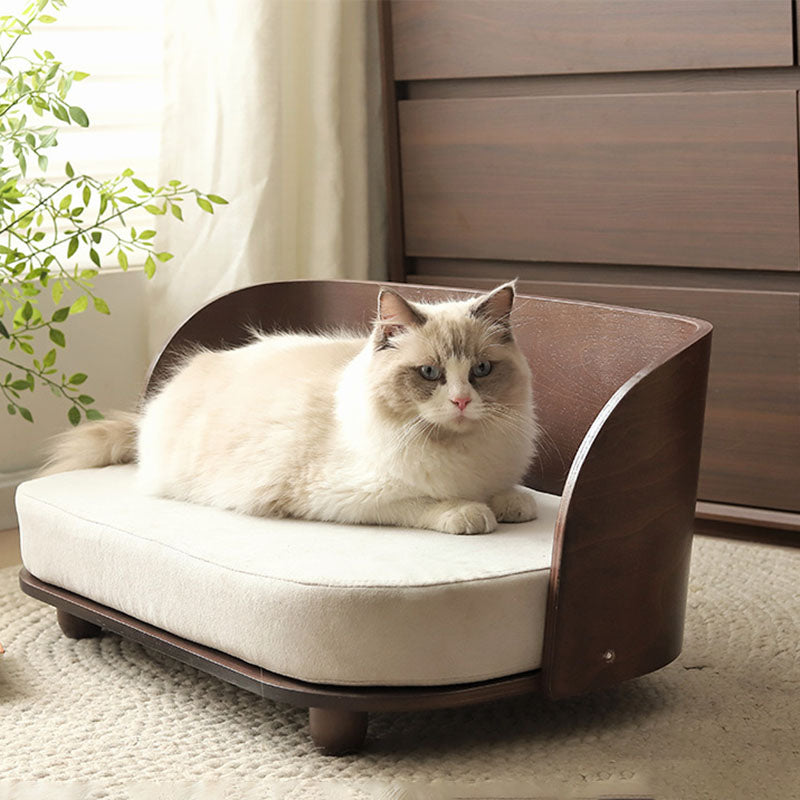 Traditional Vintage Rectangular Poplar Wood Fabric Cat Bed For Bedroom