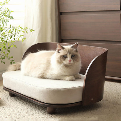 Traditional Vintage Rectangular Poplar Wood Fabric Cat Bed For Bedroom