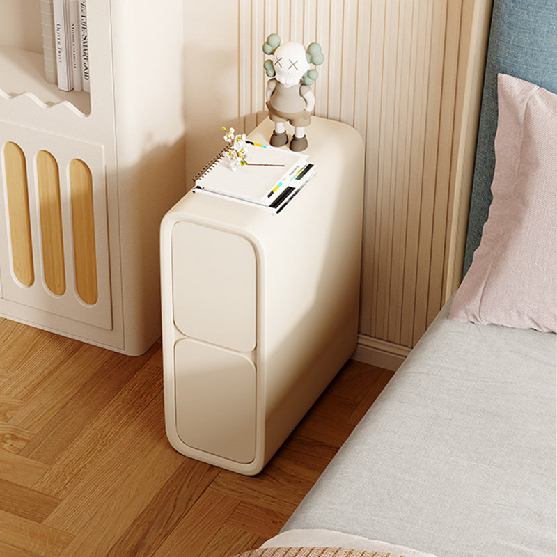 Contemporary Scandinavian Rectangular Microfiber Leather Pine Wood Nightstand 2-Drawer For Bedroom