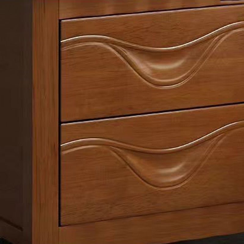 Traditional Vintage Square Rubberwood Medium-Density Fiberboard Nightstand 2-Drawer For Bedroom