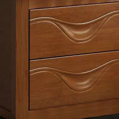 Traditional Vintage Square Rubberwood Medium-Density Fiberboard Nightstand 2-Drawer For Bedroom