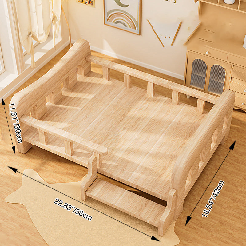 Contemporary Creative Rectangular Fabric Rattan Pine Wood Pet Bed For Bedroom