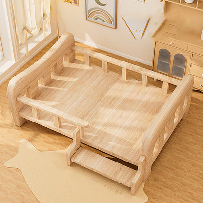 Contemporary Creative Rectangular Fabric Rattan Pine Wood Pet Bed For Bedroom