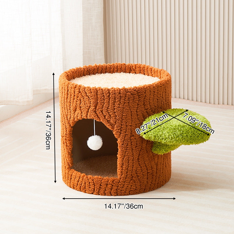 Contemporary Creative Round Tree-Shaped Plywood Sisal Cat Tree 1/2/3-Tier For Living Room