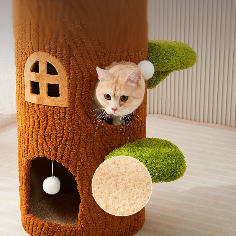 Contemporary Creative Round Tree-Shaped Plywood Sisal Cat Tree 1/2/3-Tier For Living Room