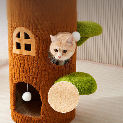 Contemporary Creative Round Tree-Shaped Plywood Sisal Cat Tree 1/2/3-Tier For Living Room