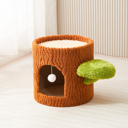 Contemporary Creative Round Tree-Shaped Plywood Sisal Cat Tree 1/2/3-Tier For Living Room