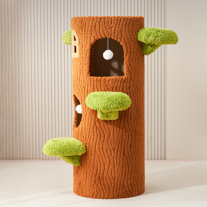 Contemporary Creative Round Tree-Shaped Plywood Sisal Cat Tree 1/2/3-Tier For Living Room