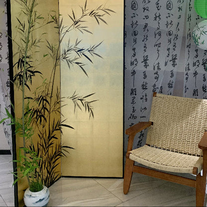 Traditional Chinese Rectangular Wood Plywood Gold Leaf Foldable Hand-Painted Room Divider For Living Room