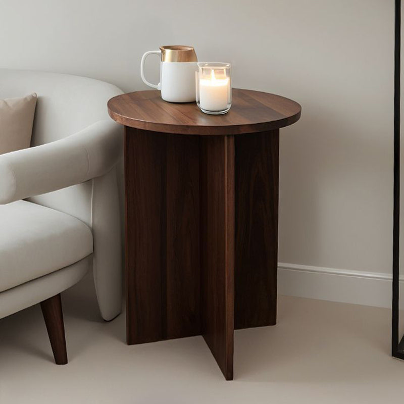 Traditional Vintage Round Particleboard Space-Saving Side Table For Living Room