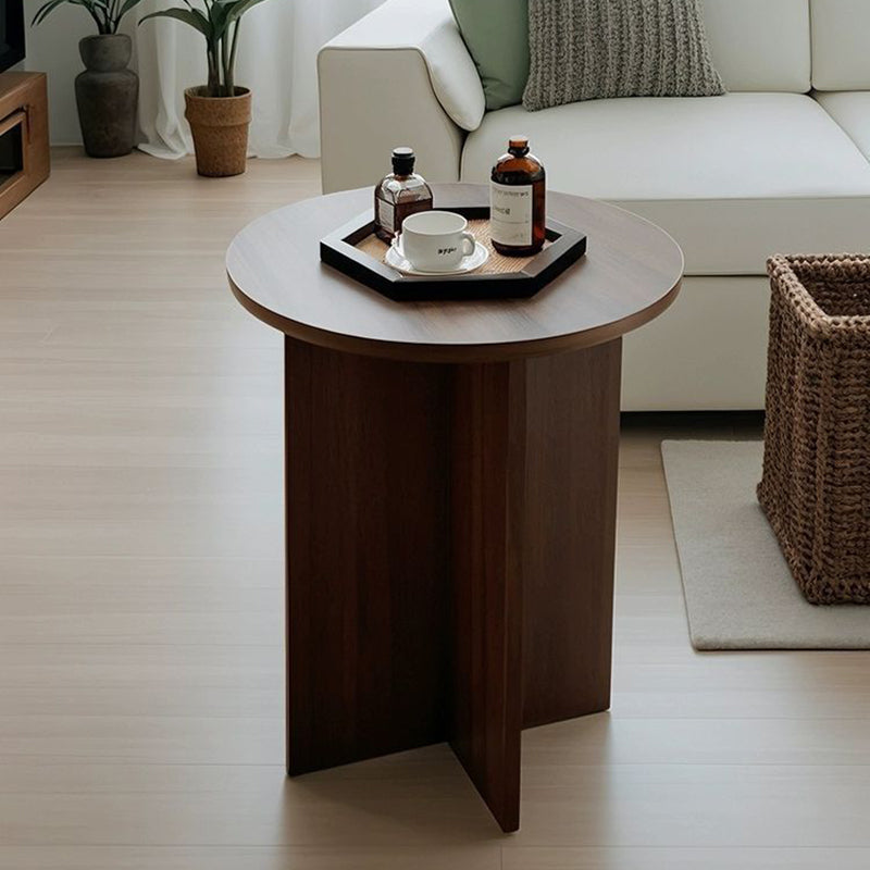 Traditional Vintage Round Particleboard Space-Saving Side Table For Living Room