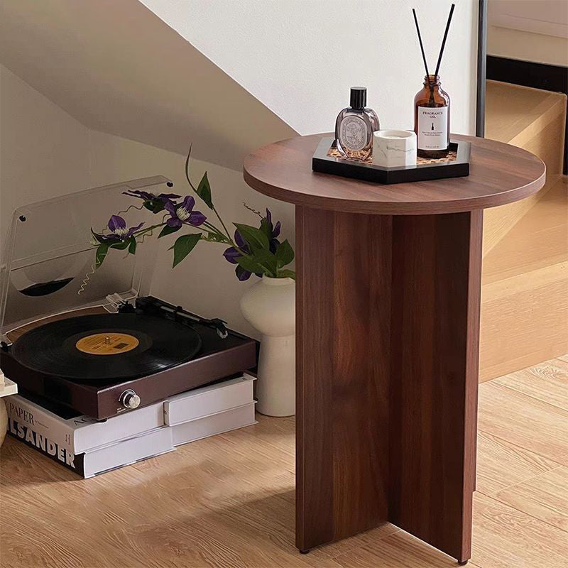 Traditional Vintage Round Particleboard Space-Saving Side Table For Living Room