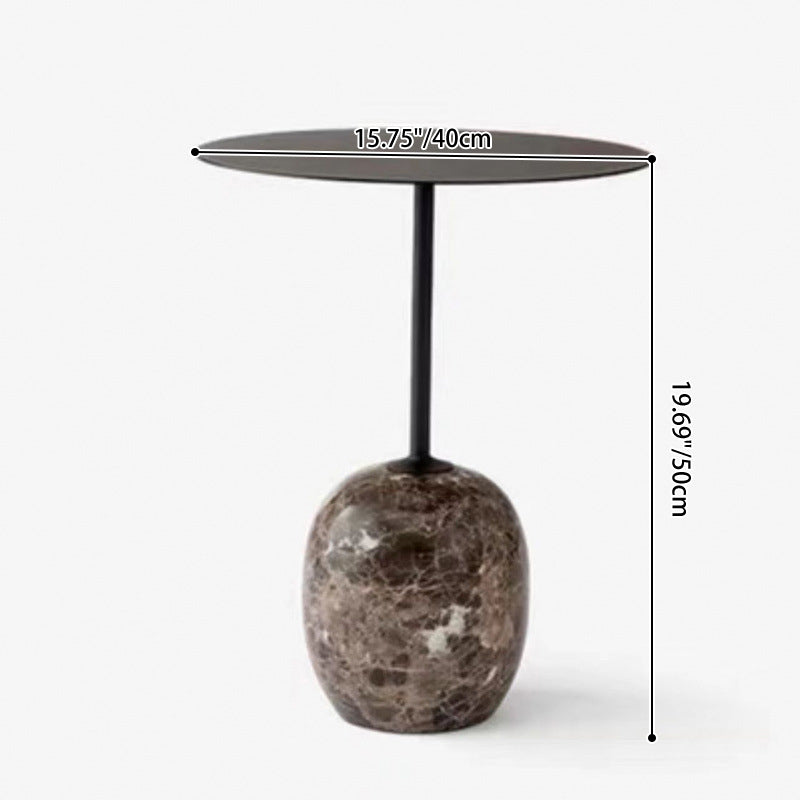 Modern Minimalist Round Marble Iron Side Table 1-Tier For Living Room