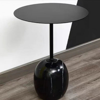 Modern Minimalist Round Marble Iron Side Table 1-Tier For Living Room