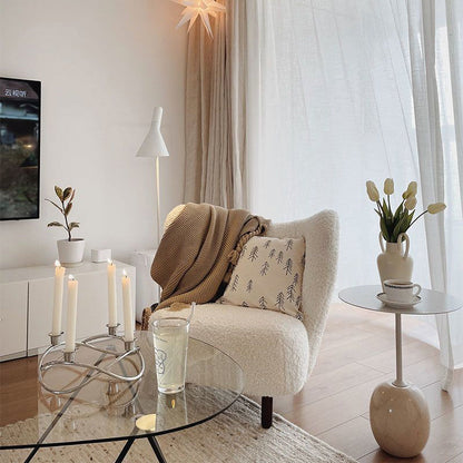 Modern Minimalist Round Marble Iron Side Table 1-Tier For Living Room